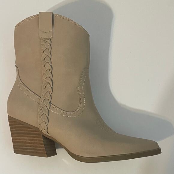 Dolce Vita Koolson Cowboy Western Boots Pull On Stack HeelWomen's Size 8 Tan - Picture 8 of 16